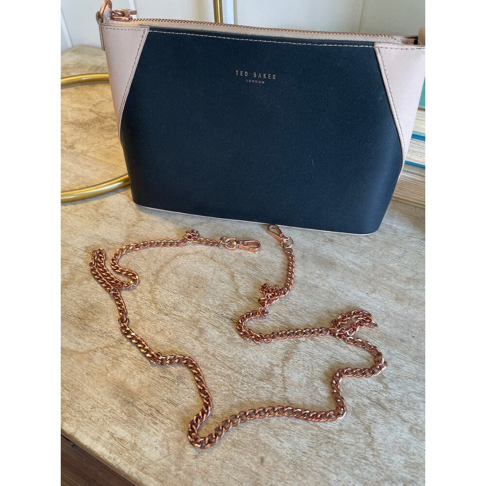 Ted Baker Jilly Colorblock Leather Crossbody Bag w/removable rose gold chain